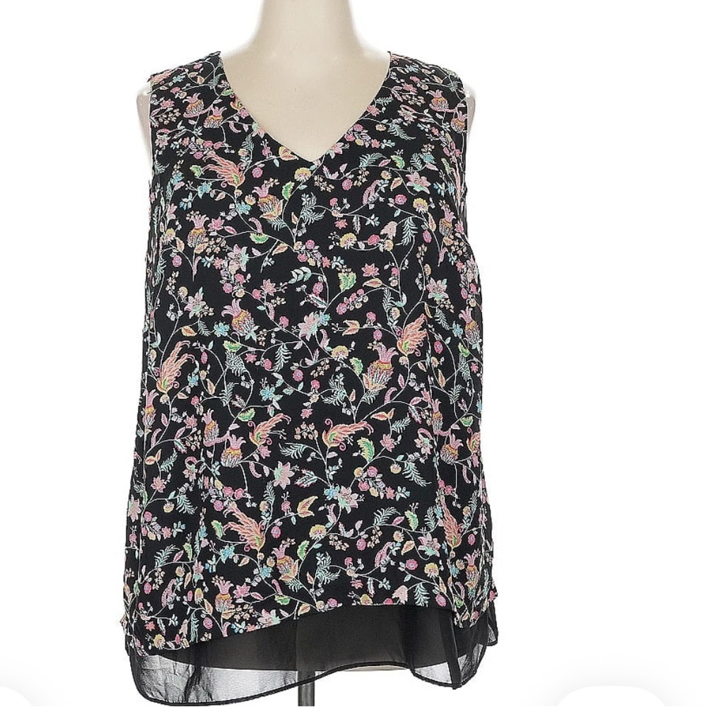 Rose and Olive Floral Sleeveless Blouse